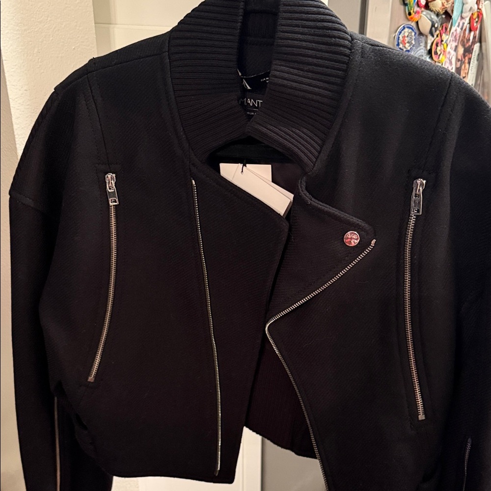 Zara Black Bomber Jacket with Silver Accents